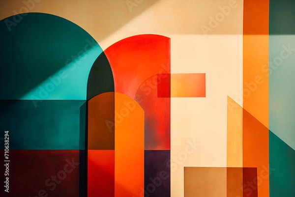 Fototapeta Geometrical multicolored background, minimalist coloured background | Ai generated