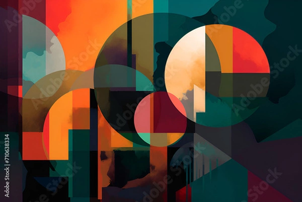 Fototapeta Geometrical multicolored background, minimalist coloured background | Ai generated