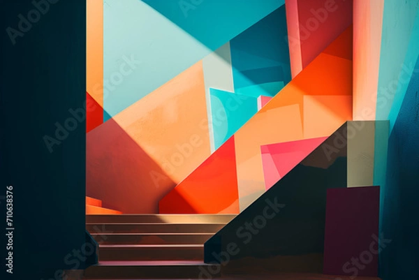 Obraz Geometrical multicolored background, minimalist coloured background | Ai generated
