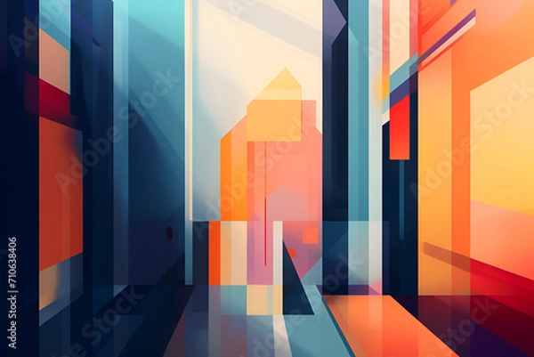 Fototapeta Geometrical multicolored background, minimalist coloured background | Ai generated