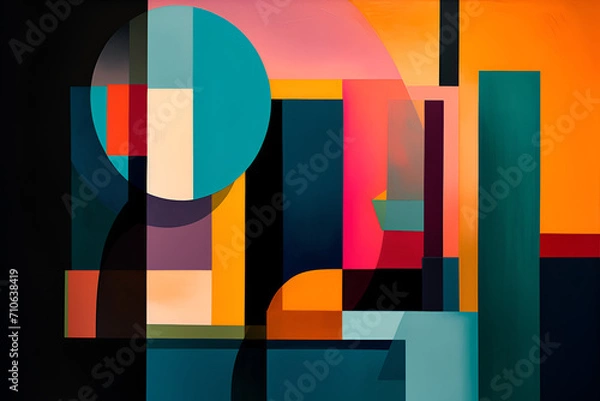 Fototapeta Geometrical multicolored background, minimalist coloured background | Ai generated