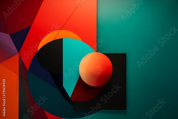 Fototapeta Geometrical multicolored background, minimalist coloured background | Ai generated
