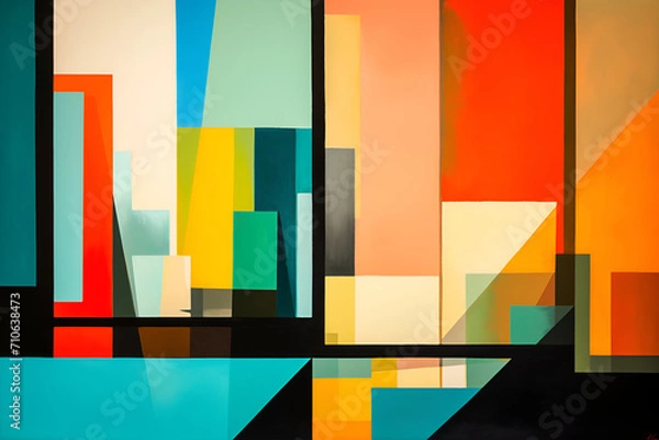 Fototapeta Geometrical multicolored background, minimalist coloured background | Ai generated