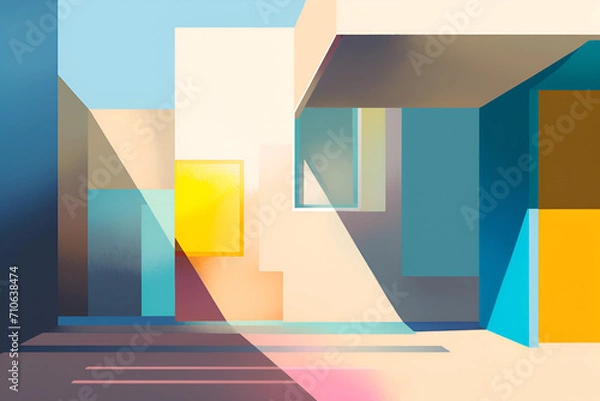 Fototapeta Geometrical multicolored background, minimalist coloured background | Ai generated