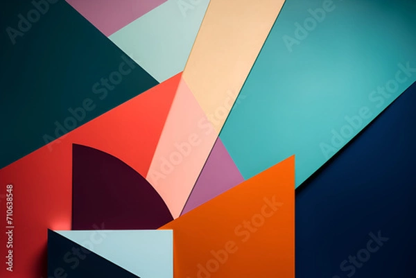 Obraz Geometrical multicolored background, minimalist coloured background | Ai generated