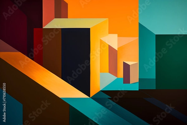 Fototapeta Geometrical multicolored background, minimalist coloured background | Ai generated