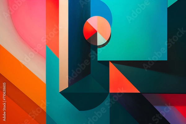 Obraz Geometrical multicolored background, minimalist coloured background | Ai generated