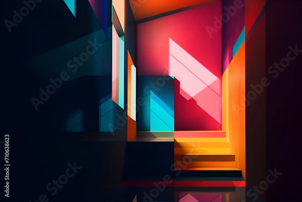 Fototapeta Geometrical multicolored background, minimalist coloured background | Ai generated