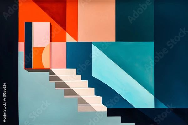 Obraz Geometrical multicolored background, minimalist coloured background | Ai generated