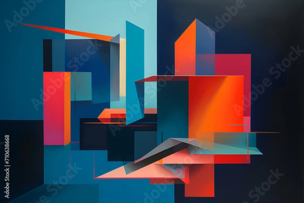 Fototapeta Geometrical multicolored background, minimalist coloured background | Ai generated