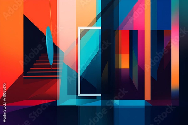 Fototapeta Geometrical multicolored background, minimalist coloured background | Ai generated