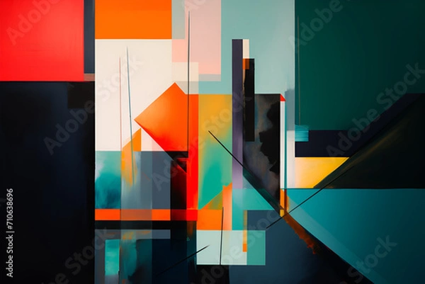 Fototapeta Geometrical multicolored background, minimalist coloured background | Ai generated