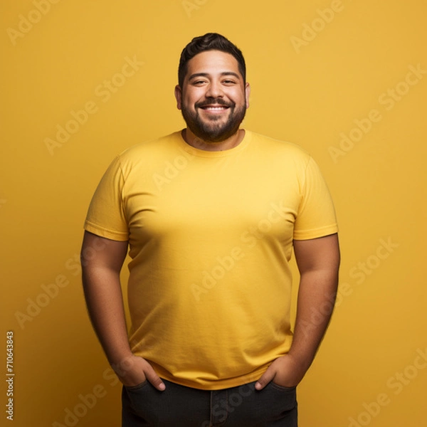 Obraz Plus size man on yellow background.