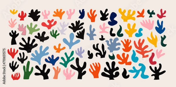 Fototapeta Geometric and organic shapes in paper applique style Inspired by Matisse Vector abstract modern floral elements to create logos, templates, posters, covers and postcards