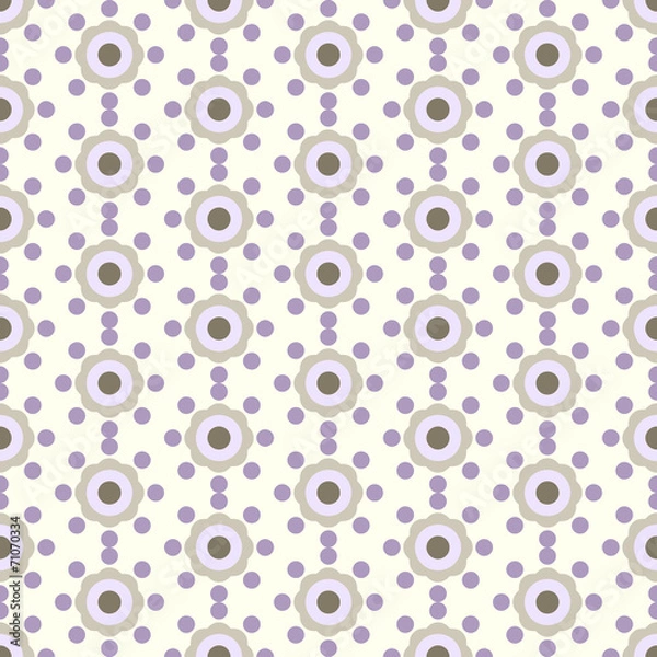 Fototapeta Violet Vintage Flower and Circle Pattern on Pastel Color