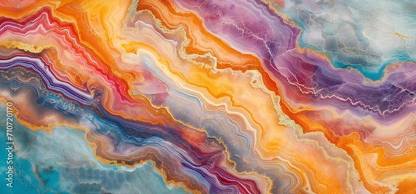 Fototapeta FANTASY MARBLE PATTERN, Floor stone texture, Onyx, Luxury, Precious, Design. Beautiful shaded veining in the stone. Charming colors.