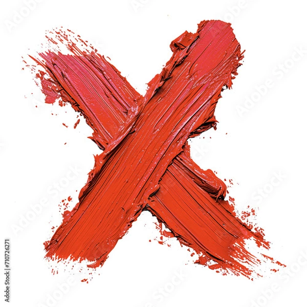 Fototapeta X mark painted from red lipstick.