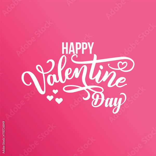 Fototapeta Lettering Happy Valentines Day banner, Valentines Day greeting card template with typography text happy Valentine`s day, and red heart and line on background. Vector illustration
