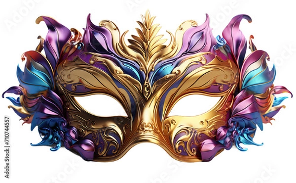 Obraz Classic Mardi gras mask isolated on transparent background. 3d rendering. Creativity idea design element Carnival masquerade fantasy mask
