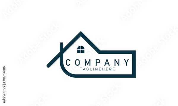 Fototapeta Real Estate logo, Builder logo, Roof Construction logo design template vector