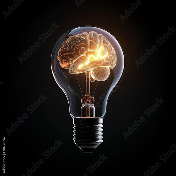 Fototapeta Fantasy idea in the form of a light bulb, brain