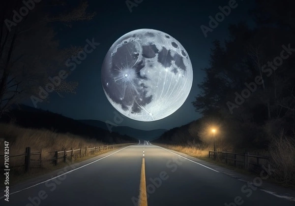 Obraz asphalt road night
