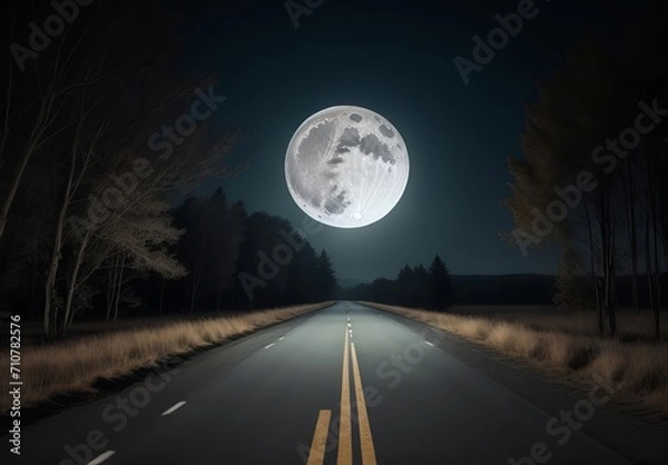 Obraz asphalt road night
