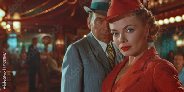 Obraz scene from a classic vintage hollywood movie from the early age of cinema