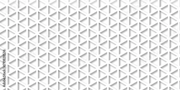 Fototapeta Abstract white paper texture with hexagon.Vector seamless geometric triangle pattern. White and gray creative mosaic repeatable structure background. Decorative polygon 3d tile texture.