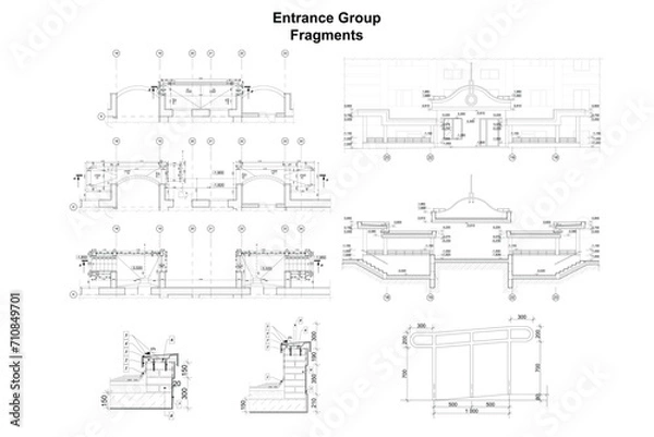 Fototapeta Vector architectural fragments of a building entances
