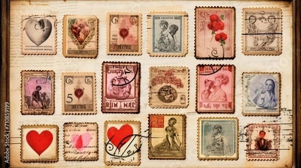 Fototapeta vintage postage stamps