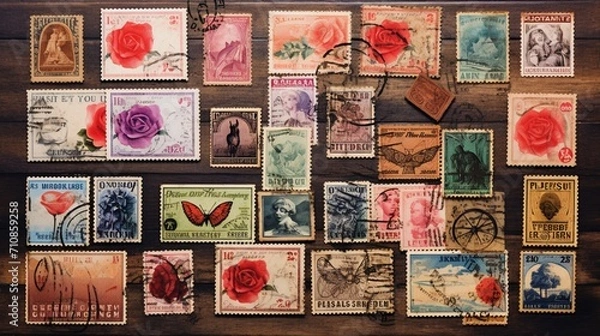 Fototapeta vintage postage stamps