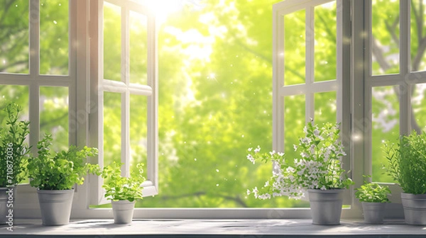 Obraz Spring cleaning with open windows and fresh air