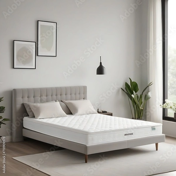 Obraz A white spring mattress with a flat surface in bedroom
