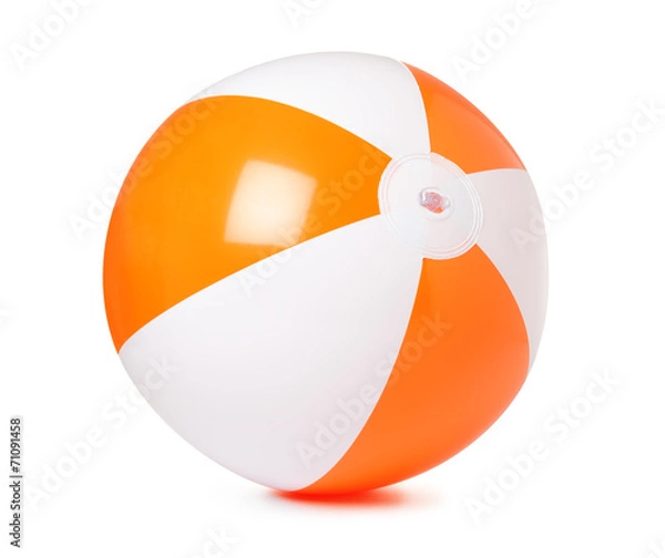 Obraz Colored inflatable beach ball on white background