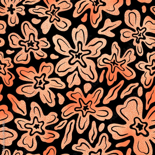 Obraz Stylized abstract seamless pattern with flowers 