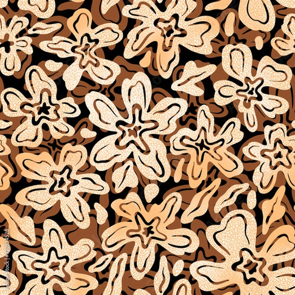 Fototapeta Seamless pattern with flowers. Illustration on a bright background.