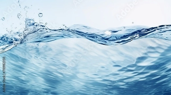 Fototapeta The surface of the water is transparent and features ripples, waves, and splashes. the background has space for copying.