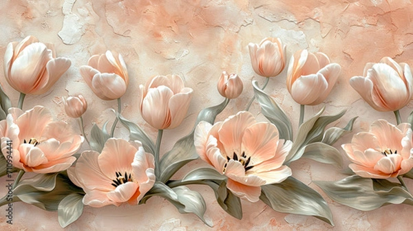 Obraz Wallpaper with tulip border.