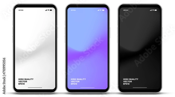 Obraz Realistic smartphone mockup. Mobile phone vector with isolated on white background. Device front view. 3D mobile phone with shadow. Realistic, high quality smart phone mockup for ui ux presentation.