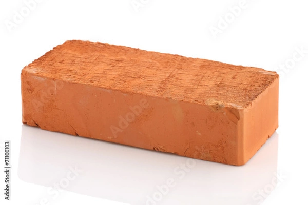 Obraz single red brick isolated on white background