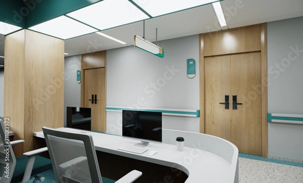 Obraz modern hospital reception and corridor