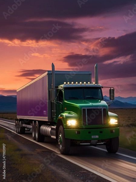 Obraz truck at sunset