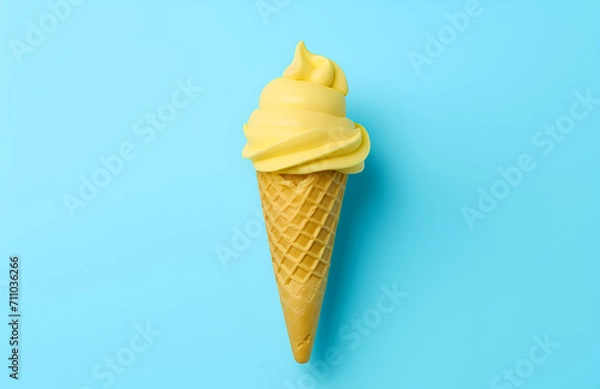 Fototapeta The yellow ice cream cone isolated