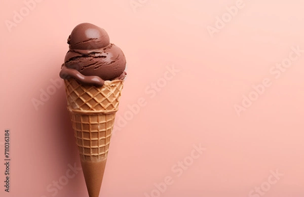 Fototapeta Chocolate Ice cream  in waffle cone