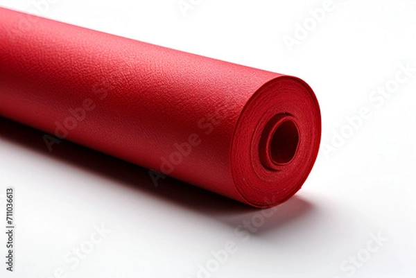 Fototapeta Red roll of paper on the white background