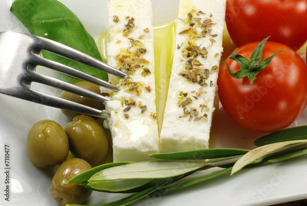 Obraz Fetasalat mit Oliven und Tomaten