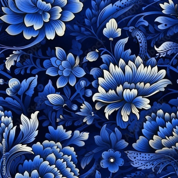 Fototapeta Exquisite seamless pattern with delicate floral motifs for captivating fabric backgrounds