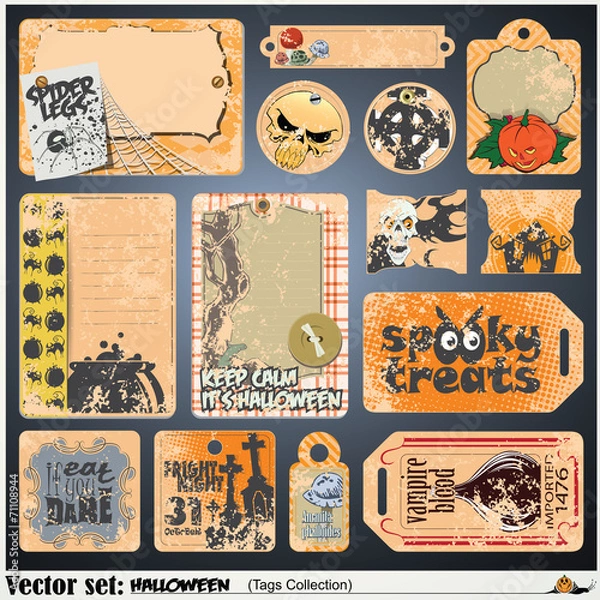 Fototapeta Vector set: tags, label and sticker on a theme of Halloween