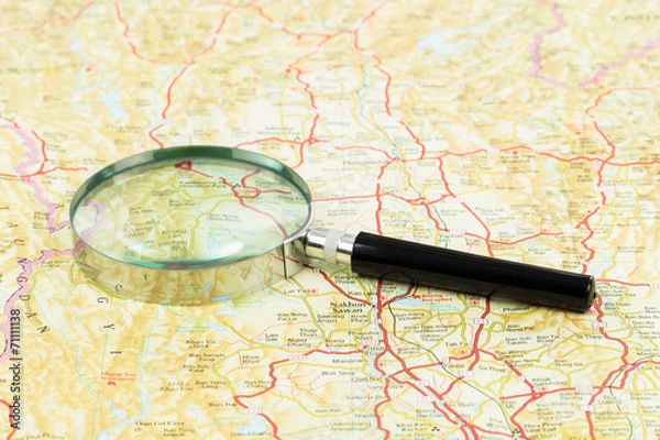 Obraz Magnifier on a road map